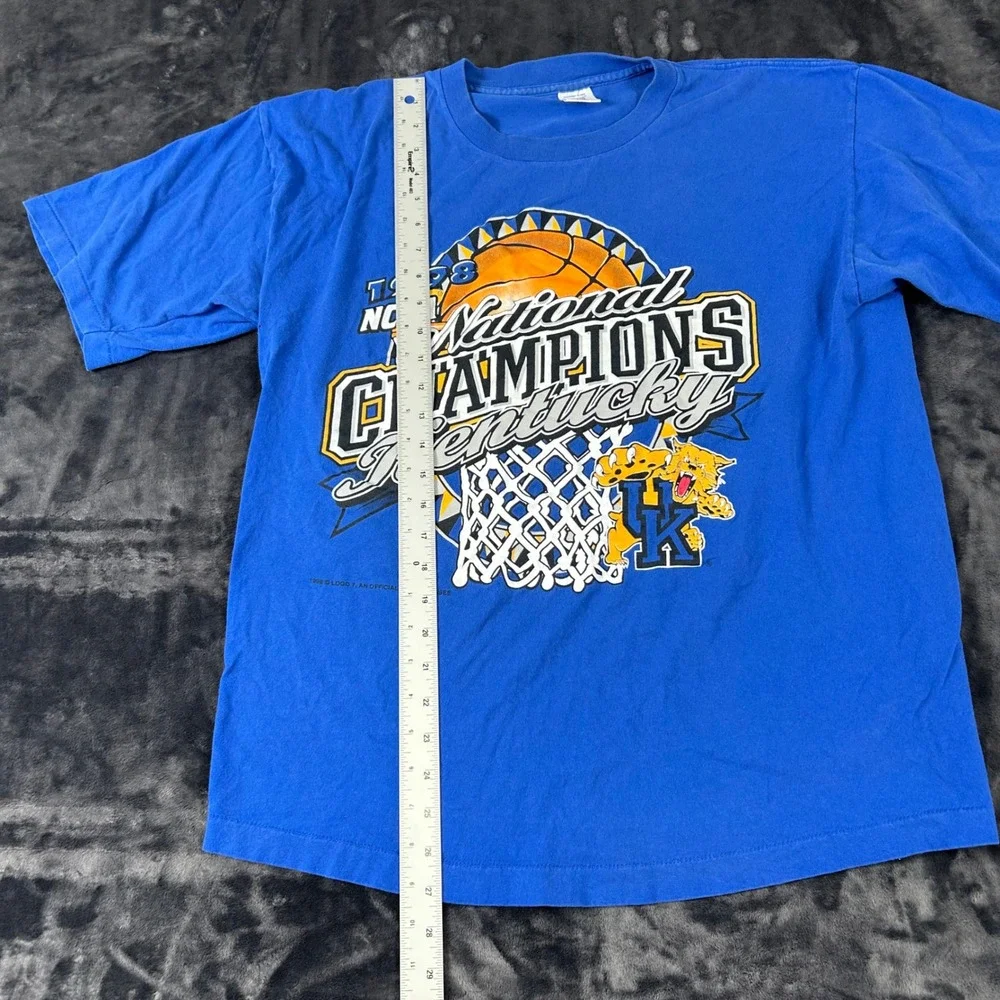 Logo 7 Kentucky Wildcats T Shirt Mens XL Blue 1998 NCAA Champions Vintage USA